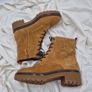 NEW Tory Burch Miller Suede Lug Sole Boot combat-style ankle boot suede size 7